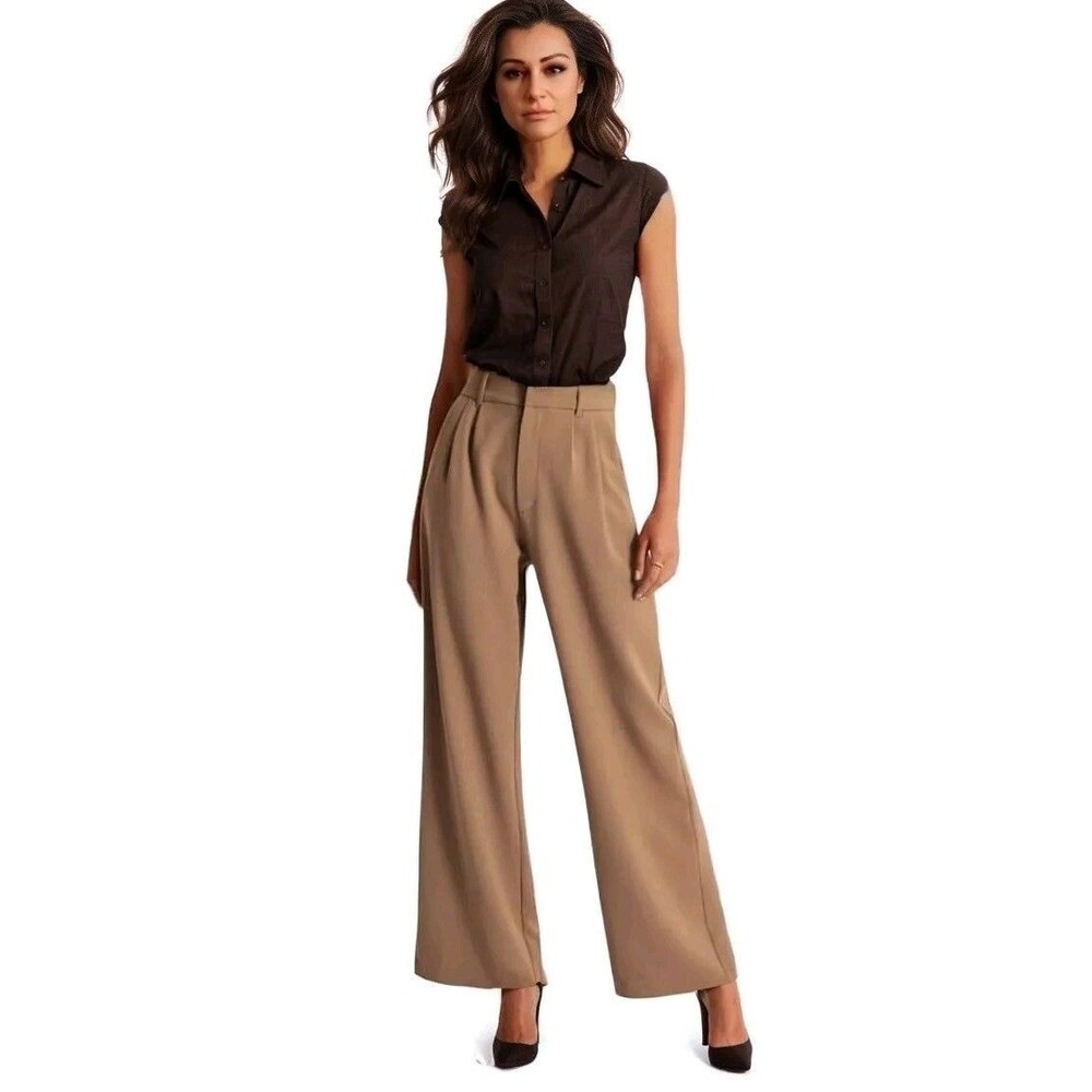 Daisy Grace Brown Wide-Leg Tailored Pants Size SMALL Short Length NEW